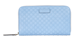 Gucci Microguccissima Zipped Wallet, Leather, Blue, 449391, B, 4*